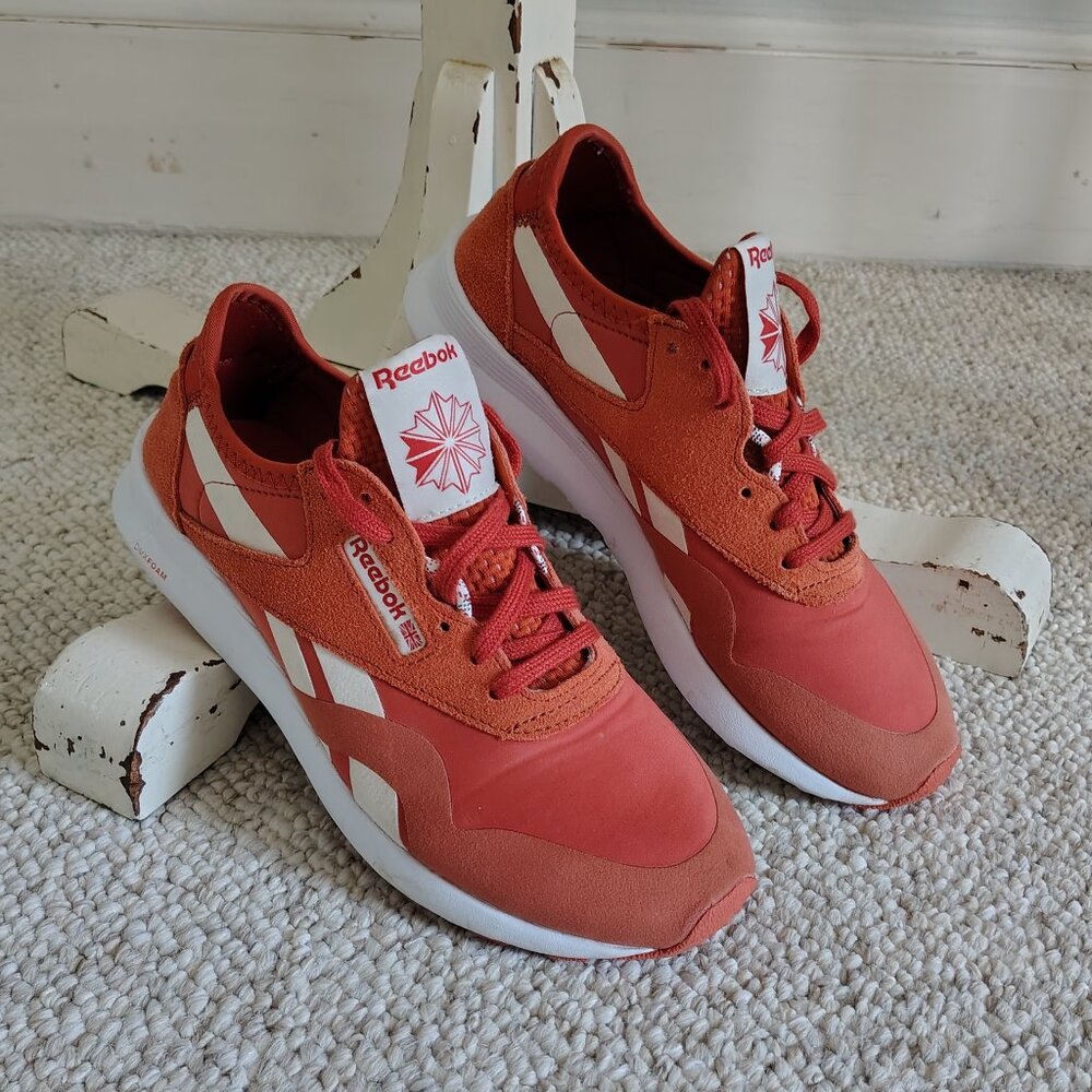 Women's Reebok Classic Nylon SP Sneaker Orange/White, Size 8.5M